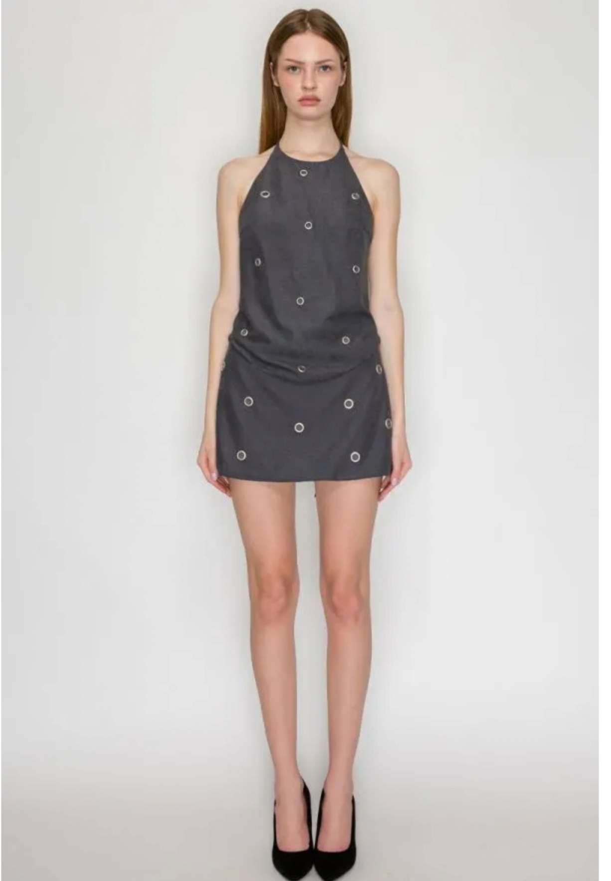 Edgy Eyelet Halter Top – Open Back Tie Summer Top