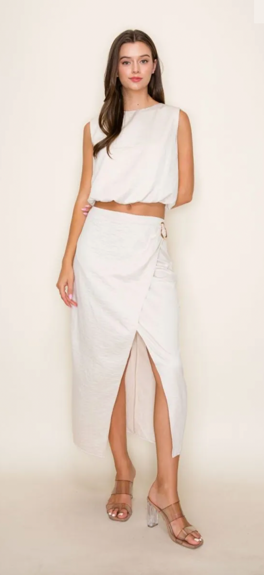 CREAM SUEDE BUBBLE TOP