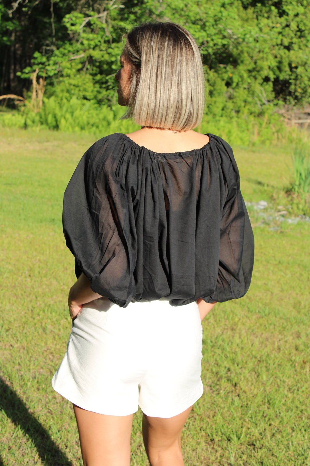 Sheer Tie scrunch shirt
