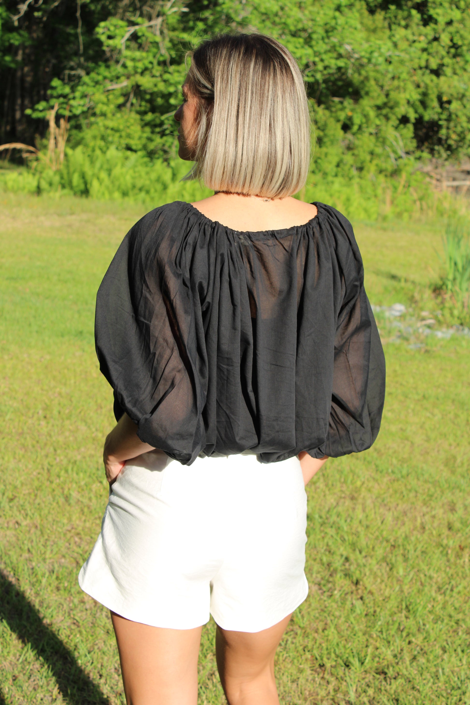 Sheer Tie scrunch shirt