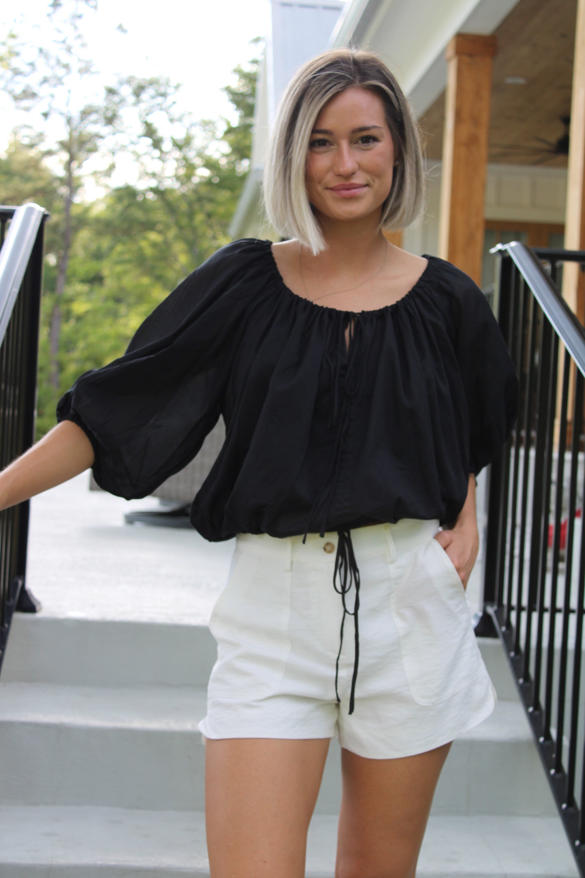 Sheer Tie scrunch shirt